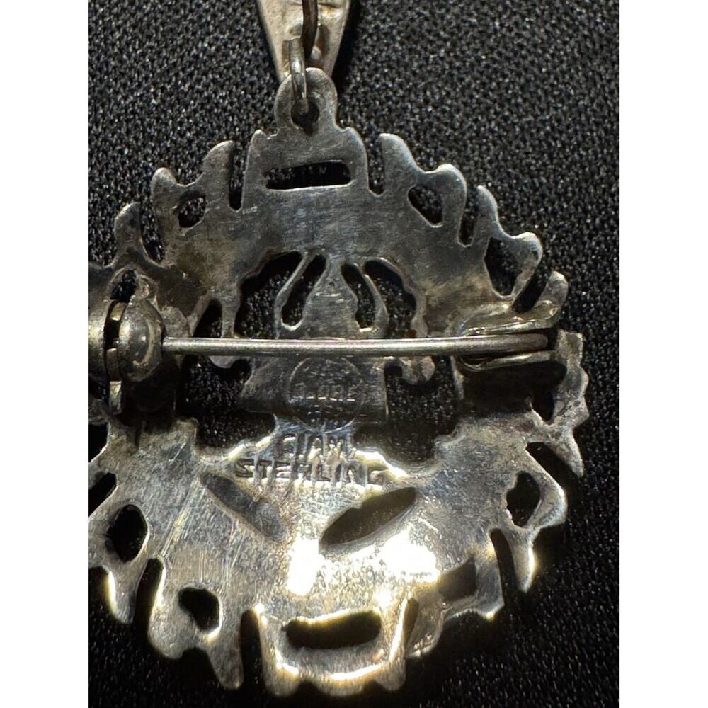925 Sterling Silver Siam Pendant / Brooch - Picture 4 of 5